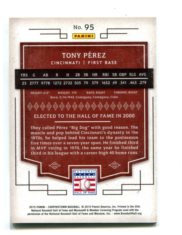 Tony Perez 2015 Panini Cooperstown #95 Card 08/10