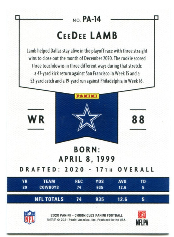 CeeDee Lamb Panini Chronicles Rookie 2020