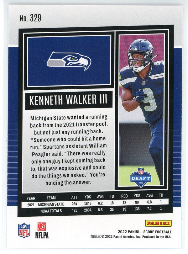 Kenneth Walker III 2022 Panini Score Rookie Card #329