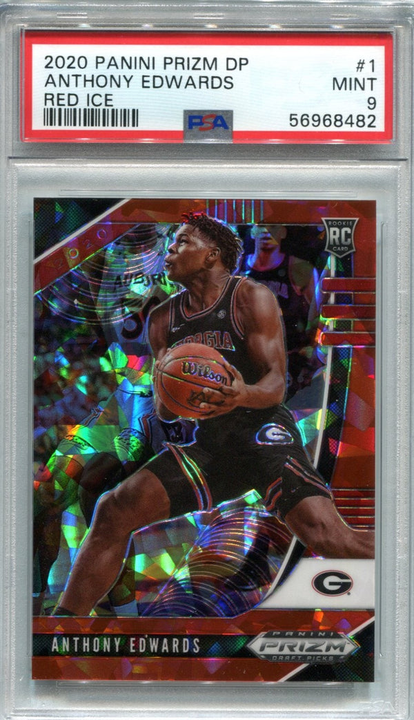 Anthony Edwards 2020 Panini Prizm DP Red Ice #1 PSA 9