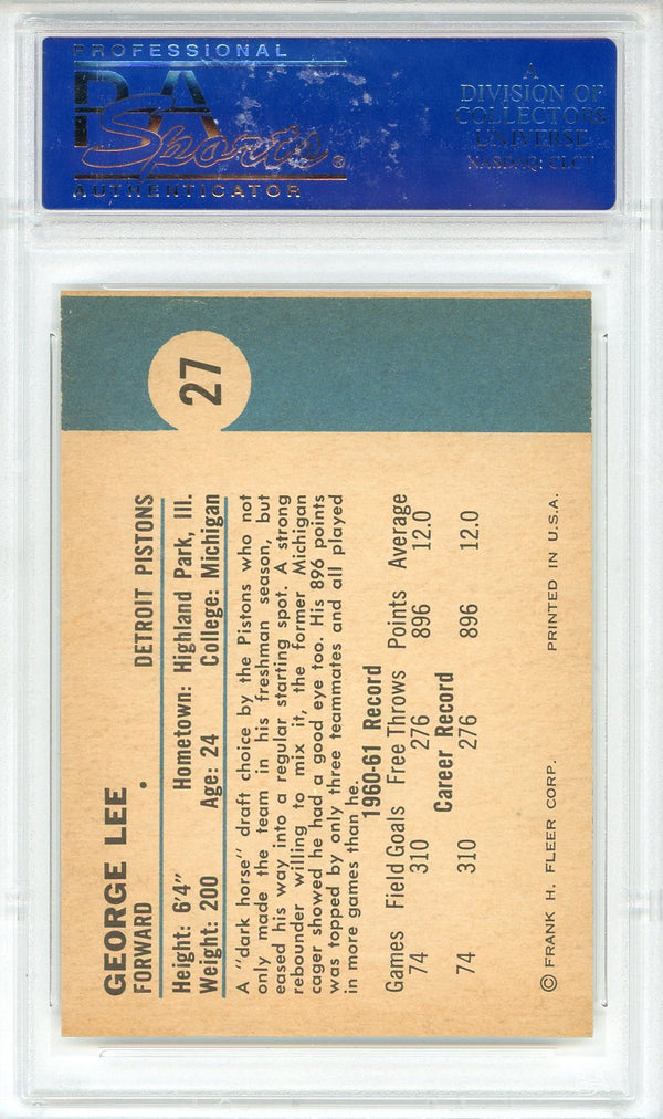 George Lee 1961 Fleer Card #27 (PSA NM-MT 8)