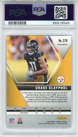 Chase Claypool 2020 Panini Mosaic Silver Prizm Rookie Card #278 (PSA)