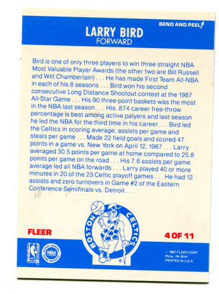 Larry Bird 1987 Fleer #4 Sticker Card