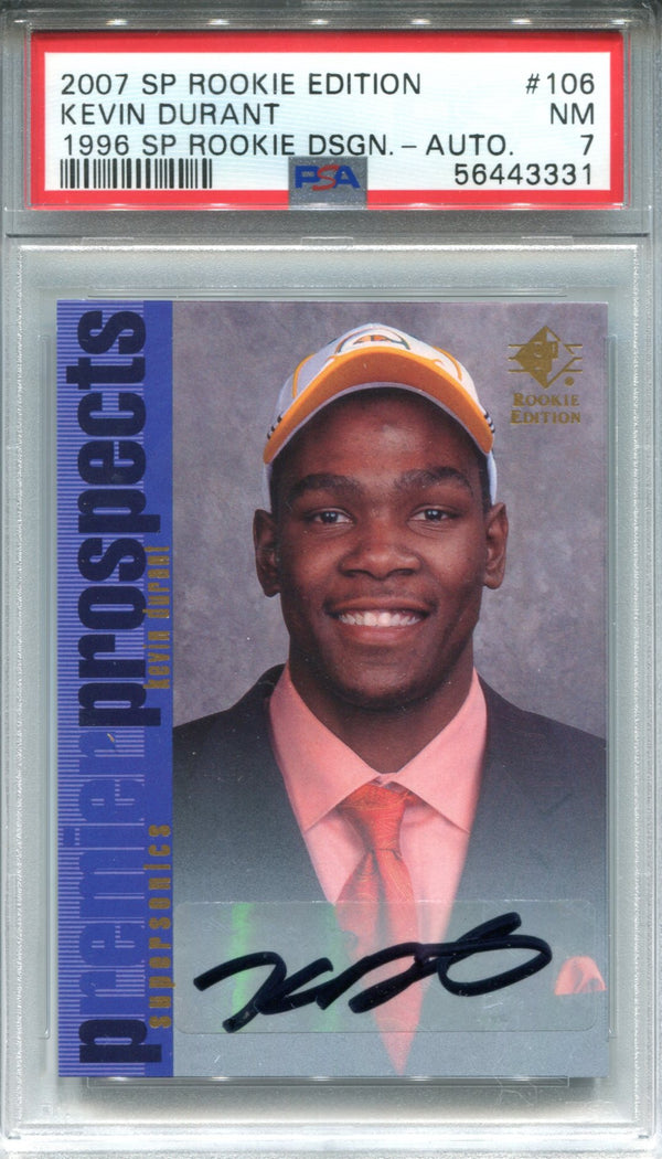 Kevin Durant Autographed 2007 Upper Deck SP Rookie Edition Card (PSA)