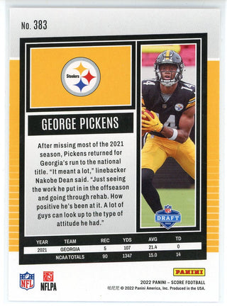 George Pickens 2022 Panini Score Rookie Card #383