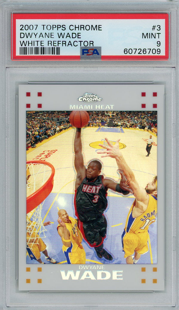 Dwyane Wade 2007 Topps Chrome Refractor Card #3 (PSA Mint 9)