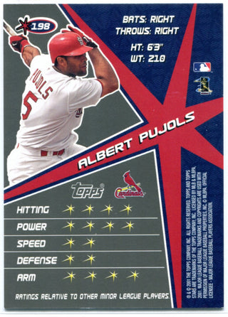 Albert Pujols 2001 Topps Stars Rookie Card #198