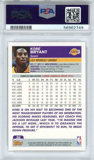 Kobe Bryant 1993 Topps Card #36 (PSA)