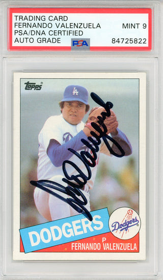 Fernando Valenzuela Autographed 1985 Topps Card #440 (PSA Auto Mint 9)