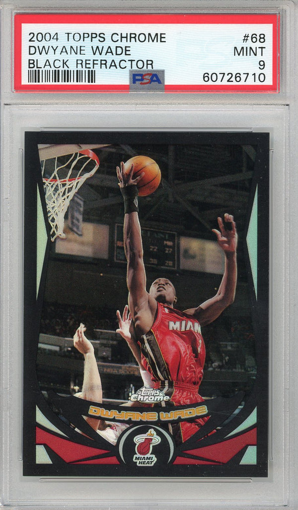 Dwyane Wade 2004 Topps Chrome Black Refractor Card #68 (PSA Mint 9)