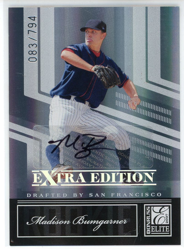 Madison Bumgarner Autographed 2007 Donruss Elite Extra Edition Card #117