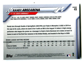 Randy Arozarena 2020 Topps Chrome #49 Card