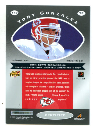 Tony Gonzalez 1997 Pinnacle #149 Card