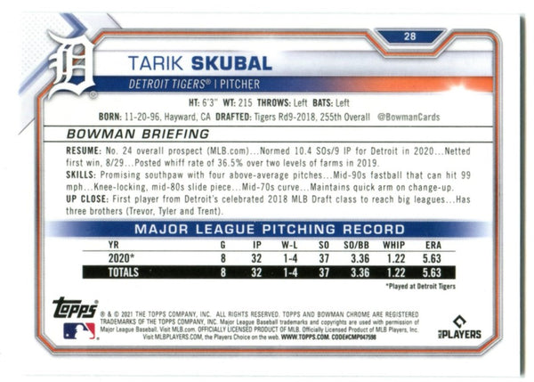 Tarik Skubal Bowman Chrome Rookie 2021