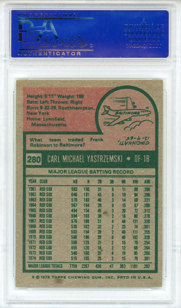 Carl Yastrzemski 1975 Topps Card #280 (PSA NM-MT 8)