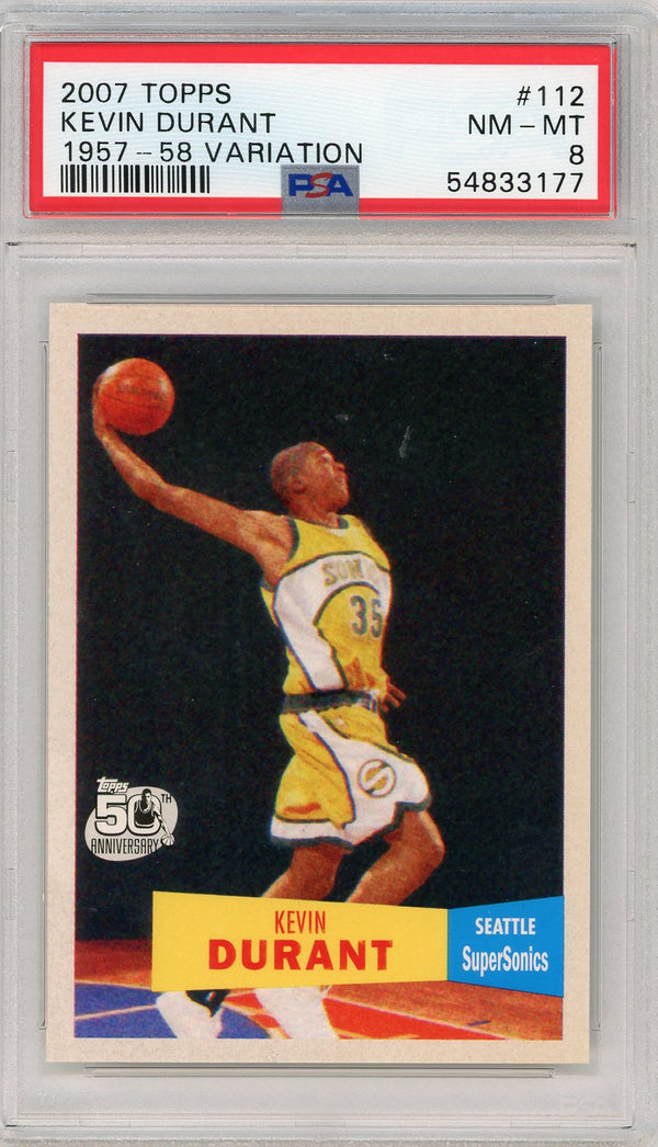 Kevin Durant 2007-08 Topps 1957-58 Variation #112 PSA NM-MT 8 RC