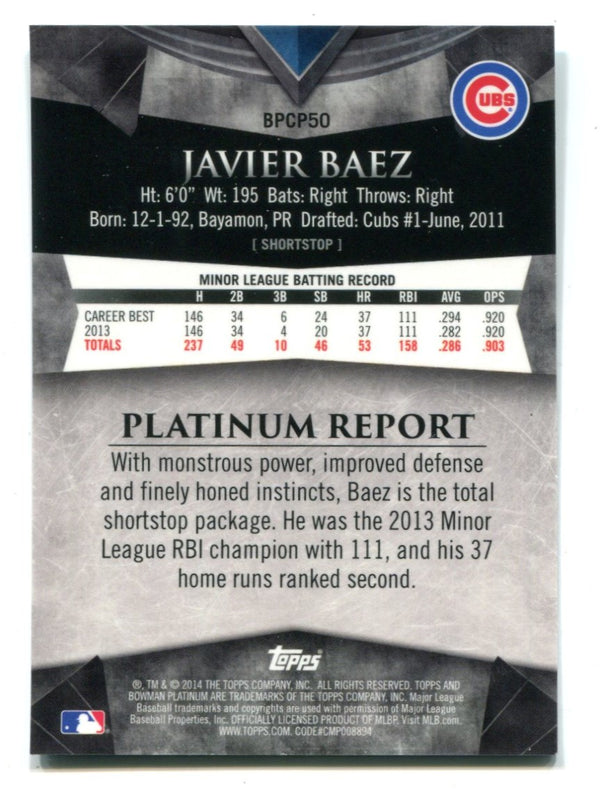 Javier Baez 2014 Topps #BPCP50 Cracked Ice 1/5 Card