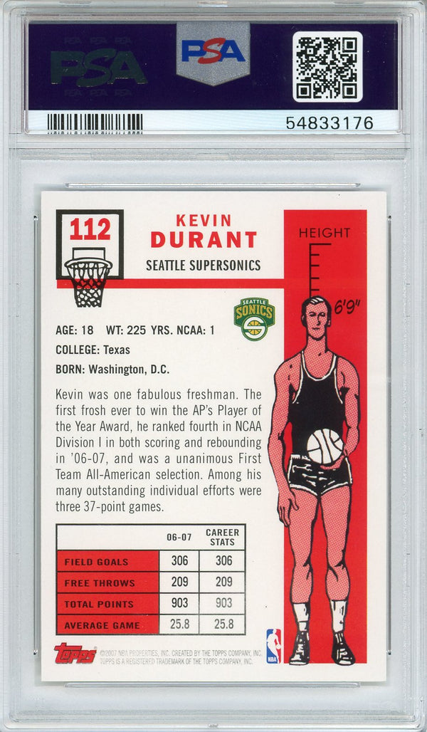 Kevin Durant 2007-08 Topps 1957-58 Variation #112 PSA NM-MT 8 RC