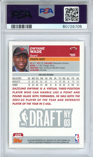 Dwyane Wade 2003 Topps 1st Edition Rookie Card #225 (PSA NM-MT 8)