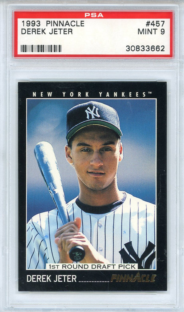 Derek Jeter 1993 Pinnacle Rookie Card #457 (PSA Mint 9)