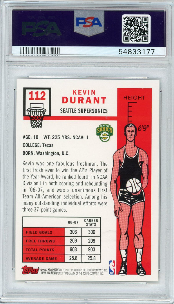 Kevin Durant 2007-08 Topps 1957-58 Variation #112 PSA NM-MT 8 RC