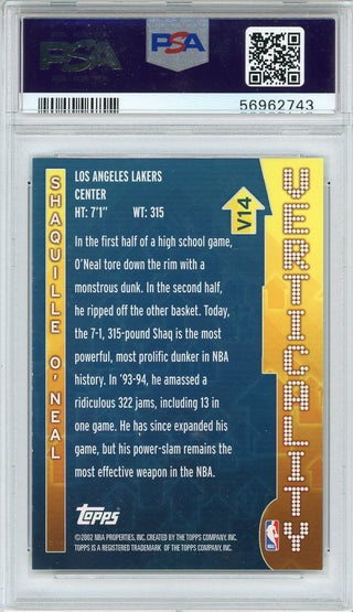 Shaquille O'Neal 2002 Topps Verticality Card #V14 (PSA)