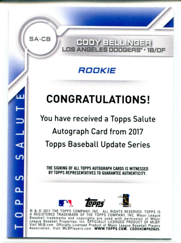 Cody Bellinger Autographed 2017 Topps Rookie Card #SA-C8