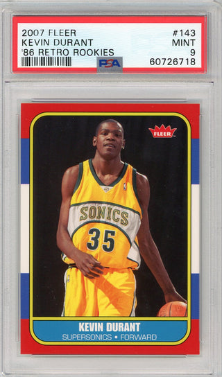 Kevin Durant 2007 Fleer 86 Retro Rookie Card #143 (PSA Mint 9)