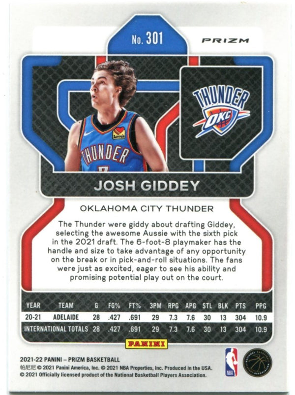 Josh Giddey Panini Prizm Red White & Blue Rookie