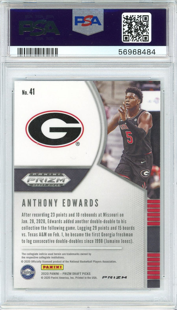 Anthony Edwards 2020 Panini Prizm DP Silver Prizm Rookie Card #41 (PSA)