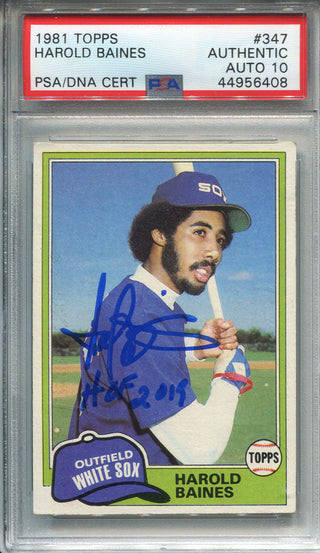 Harold Baines "HOF 2019" Autographed 1981 Topps Rookie Card (PSA)