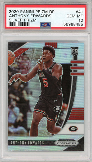 Anthony Edwards 2020 Panini Prizm DP Silver Prizm Rookie Card #41 (PSA)