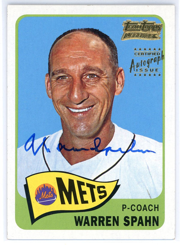 Warren Spahn Autographed 2001 Topps Archives Card #205