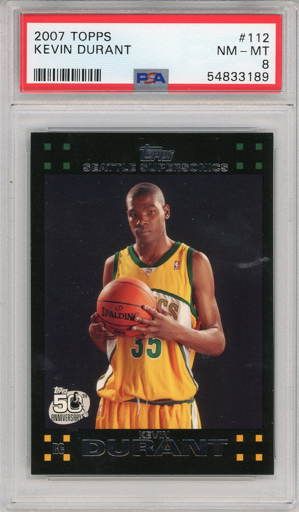 Kevin Durant 2007-08 Topps Black Border #112 PSA NM-MT 8 RC