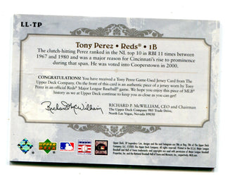 Tony Perez 2005 Upper Deck Lasting Legends #LLTP Material Card