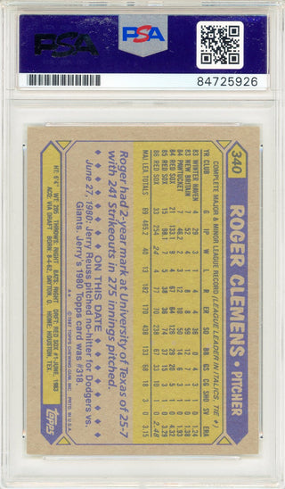 Roger Clemens Autographed 1987 Topps Card #340 (PSA Auto)