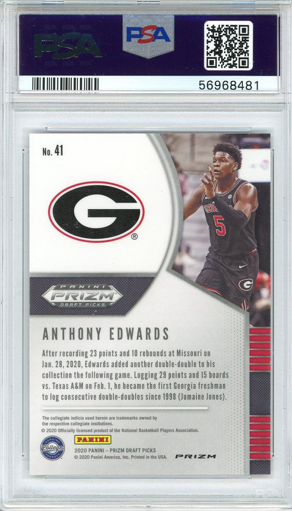 Anthony Edwards 2020 Panini Prizm DP Red Ice Rookie Card #41 (PSA)