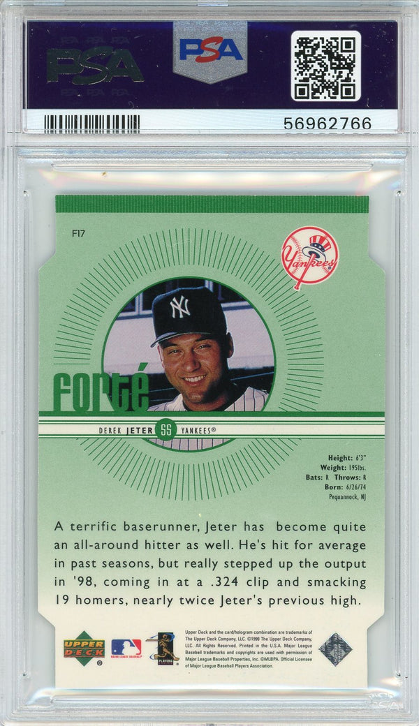 Derek Jeter 1999 Upper Deck Forte Double Die Cut Card #F17 (PSA)