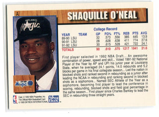 Shaquille O'Neal 1993 SkyBox NBA Hoops #A Card