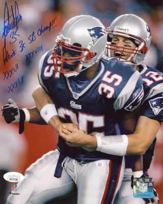 Patrick Pass "Patriots 3x SB Champ! XXXVI, XXXVII & XXXIX" Autographed 8x10 Photo (JSA)