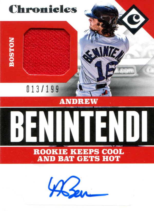 Andrew Benintendi Autographed 2017 Panini Chronicles Jersey Card