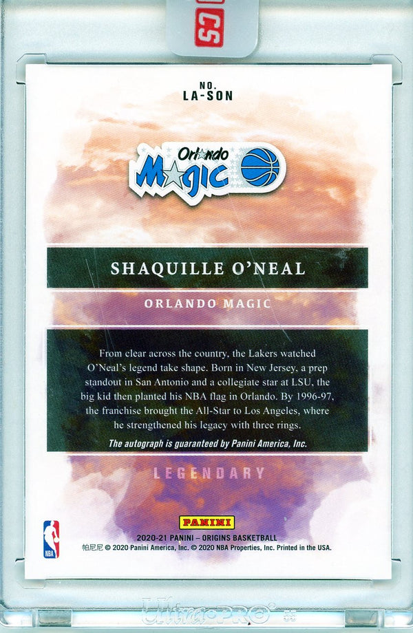 Shaquille O'Neal Autographed 2020-21 Panini Origins Legendary Card #LA-SON