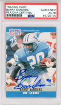 Barry Sanders Autographed 1990 Pro Set Card #102 (PSA Auto)