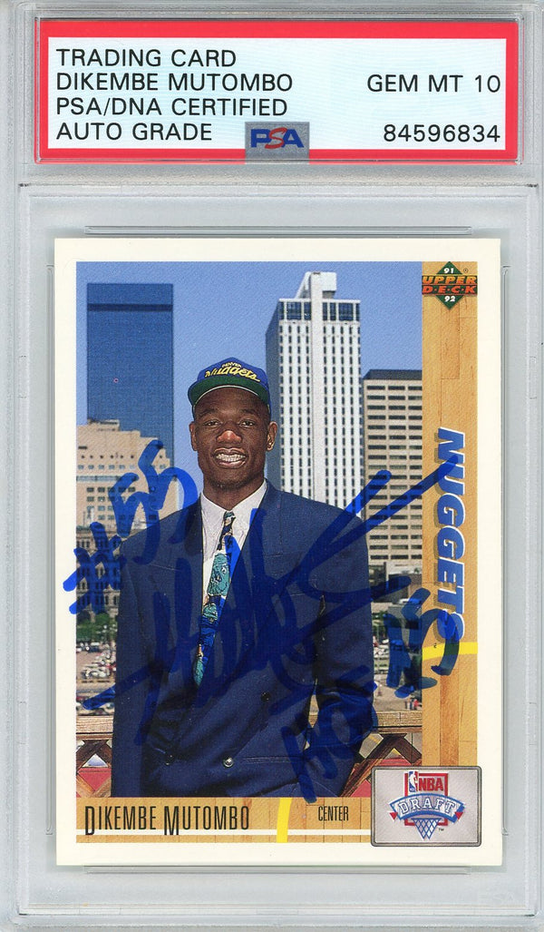 Dikembe Mutombo "HOF 15" Autographed 1991-92 Upper Deck Rookie Card (PSA Auto GM 10)