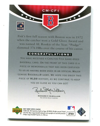 Carlton Fisk 2007 Upper Deck Sweet Spot Classic #CMCF1 Patch Card