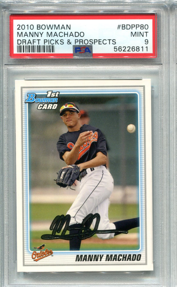 Manny Machado 2010 Bowman Draft Picks & Prospects #BDPP80 PSA 9 Card