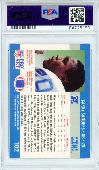 Barry Sanders Autographed 1990 Pro Set Card #102 (PSA Auto)