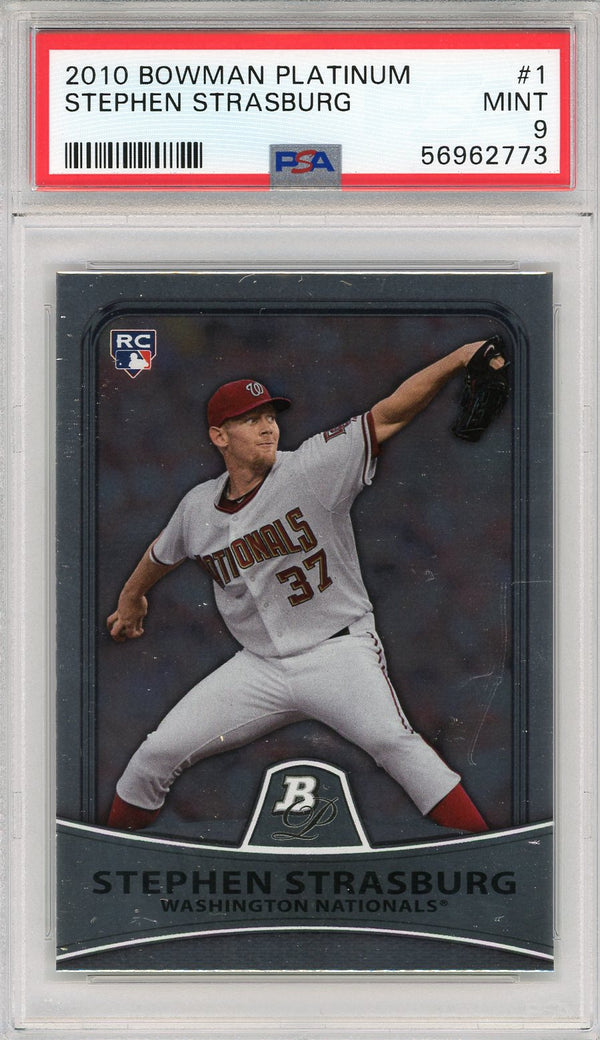 Stephen Strasburg 2010 Bowman Platinum Rookie Card #1 (PSA)