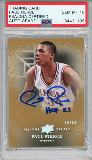 Paul Pierce "HOF 21" Autographed 2013 Upper Deck Card (PSA Gem Mint 10)