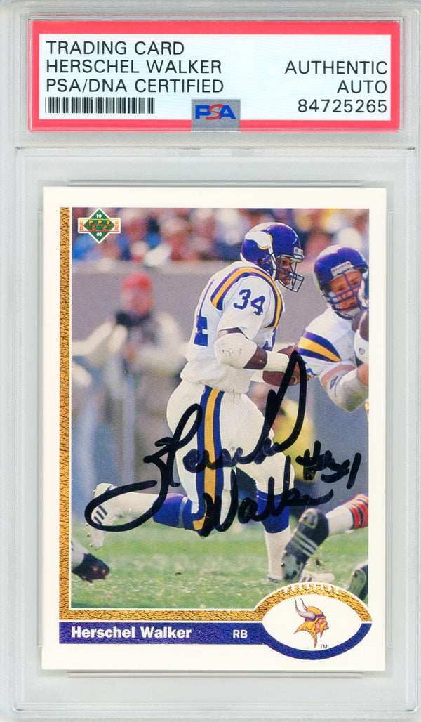 Herschel Walker Autographed 1991 Upper Deck Card #346 (PSA Auto)